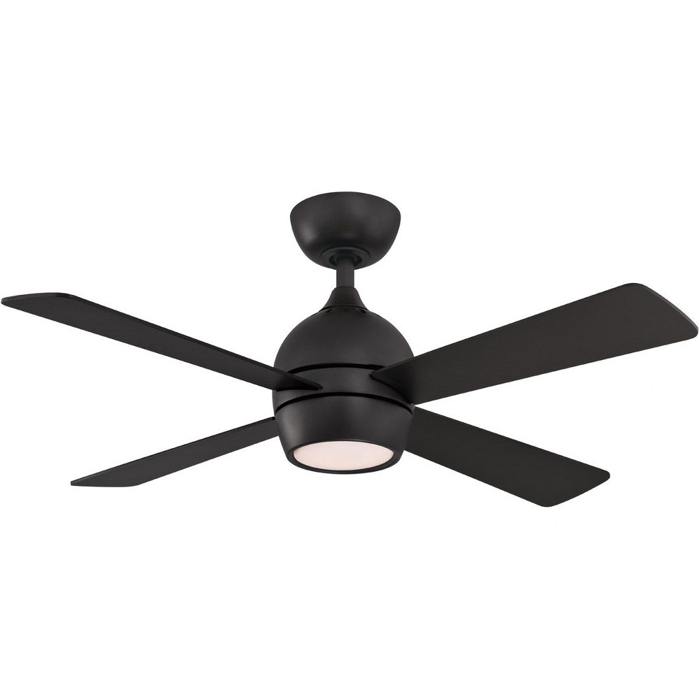 Fanimation Fans-FP7644BL-Kwad 4 Blade Ceiling Fan with Handheld Control and Includes Light Kit - 44 Inches Wide by 15.05 Inches High Black  Black Finish with Black Blade Finish with Opal Frosted Glass