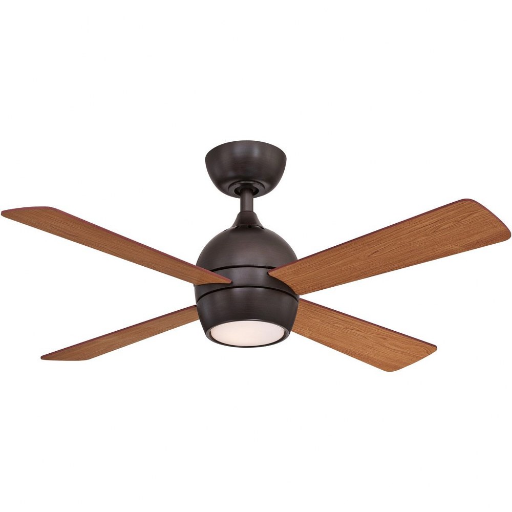 Fanimation Fans-FP7644DZ-Kwad 4 Blade Ceiling Fan with Handheld Control and Includes Light Kit - 44 Inches Wide by 15.05 Inches High Dark Bronze  Black Finish with Black Blade Finish with Opal Frosted