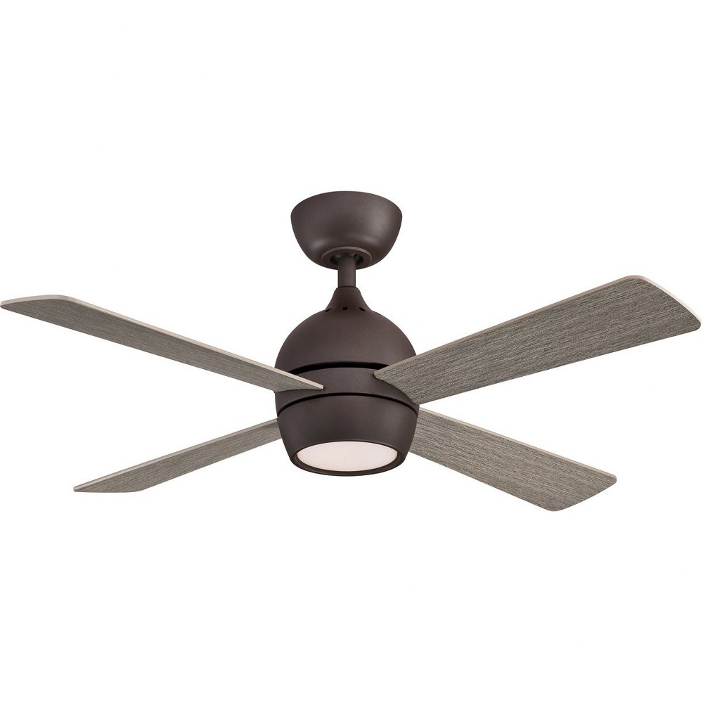 Fanimation Fans-FP7644GR-Kwad 4 Blade Ceiling Fan with Handheld Control and Includes Light Kit - 44 Inches Wide by 15.05 Inches High Matte Greige  Black Finish with Black Blade Finish with Opal Froste