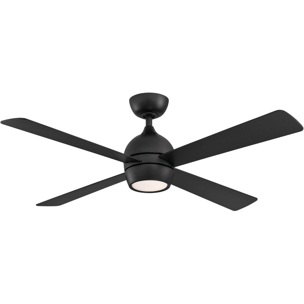 Fanimation Fans-FP7652BL-Kwad 4 Blade Ceiling Fan with Handheld Control and Includes Light Kit - 52 Inches Wide by 15.05 Inches High Black  Black Finish with Black Blade Finish with Opal Frosted Glass