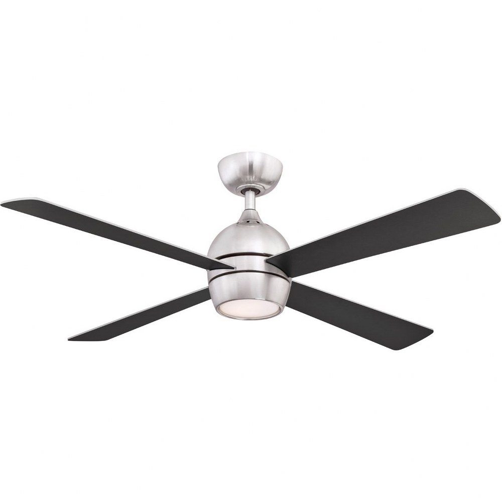 Fanimation Fans-FP7652BN-Kwad 4 Blade Ceiling Fan with Handheld Control and Includes Light Kit - 52 Inches Wide by 15.05 Inches High Brushed Nickel  Black Finish with Black Blade Finish with Opal Fros