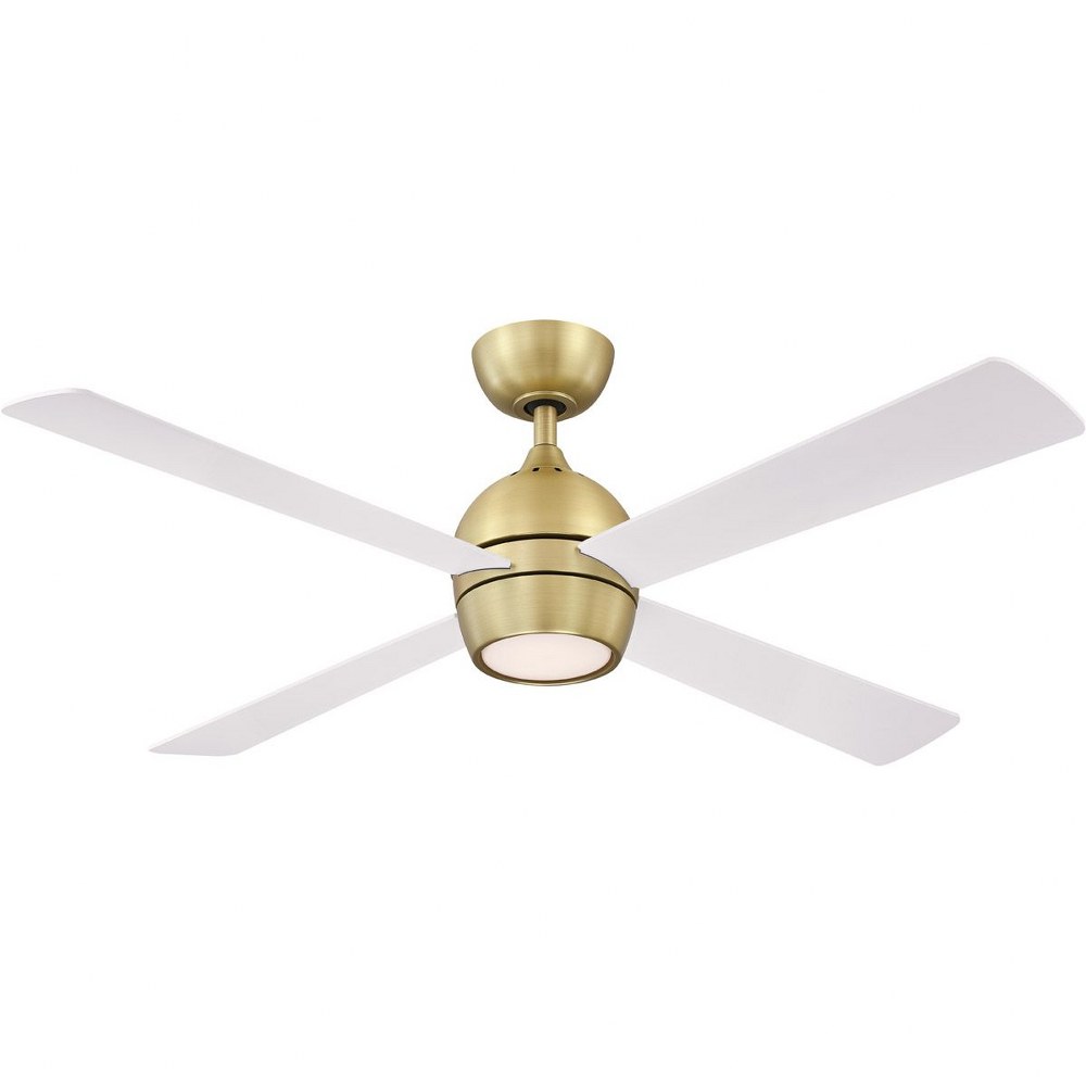 Fanimation Fans-FP7652BS-Kwad 4 Blade Ceiling Fan with Handheld Control and Includes Light Kit - 52 Inches Wide by 15.05 Inches High Brushed Satin Brass  Black Finish with Black Blade Finish with Opal