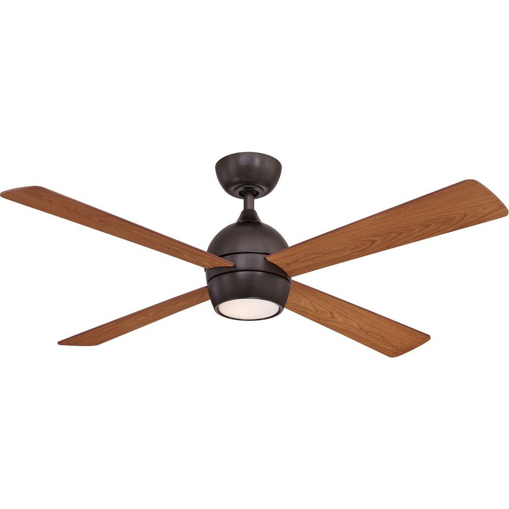 Fanimation Fans-FP7652DZ-Kwad 4 Blade Ceiling Fan with Handheld Control and Includes Light Kit - 52 Inches Wide by 15.05 Inches High Dark Bronze  Black Finish with Black Blade Finish with Opal Frosted