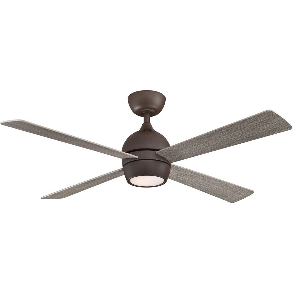 Fanimation Fans-FP7652GR-Kwad 4 Blade Ceiling Fan with Handheld Control and Includes Light Kit - 52 Inches Wide by 15.05 Inches High Matte Greige  Black Finish with Black Blade Finish with Opal Froste