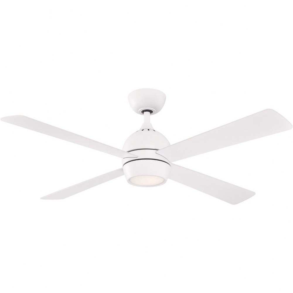 Fanimation Fans-FP7652MW-Kwad 4 Blade Ceiling Fan with Handheld Control and Includes Light Kit - 52 Inches Wide by 15.05 Inches High Matte White  Black Finish with Black Blade Finish with Opal Frosted