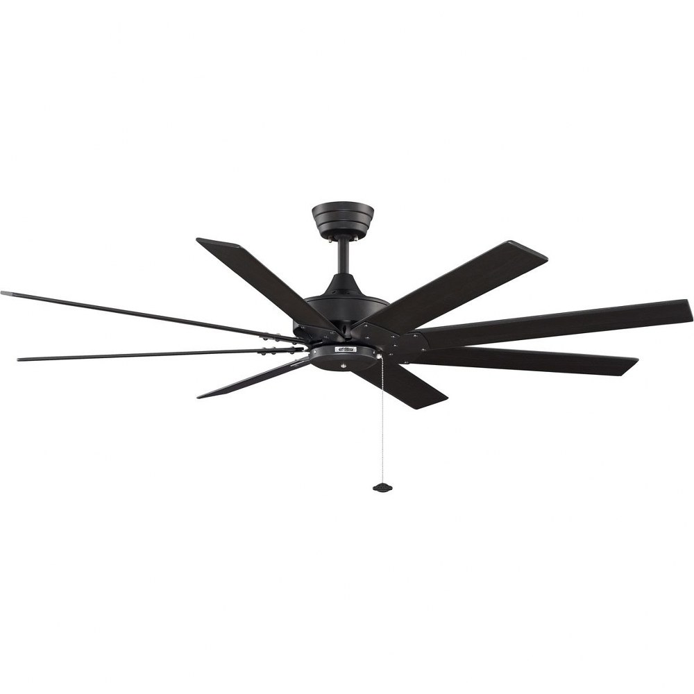 Fanimation Fans-FP7910BL-Levon 8 Blade Ceiling Fan with Pull Chain Control - 63 Inches Wide by 14.5 Inches High   Black Finish with Black Blade Finish