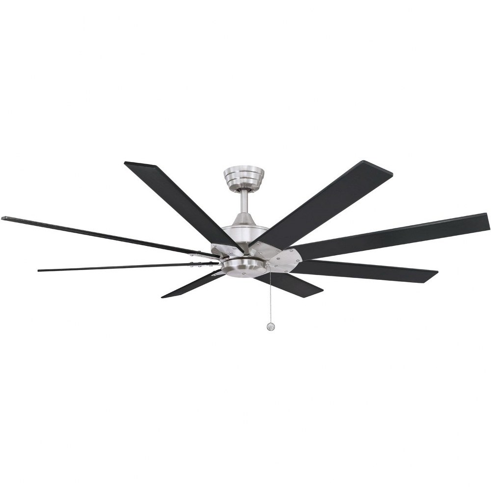 Fanimation Fans-FP7910BNBL-Levon 8 Blade Ceiling Fan with Pull Chain Control - 63 Inches Wide by 14.5 Inches High Brushed Nickel  Matte White Finish