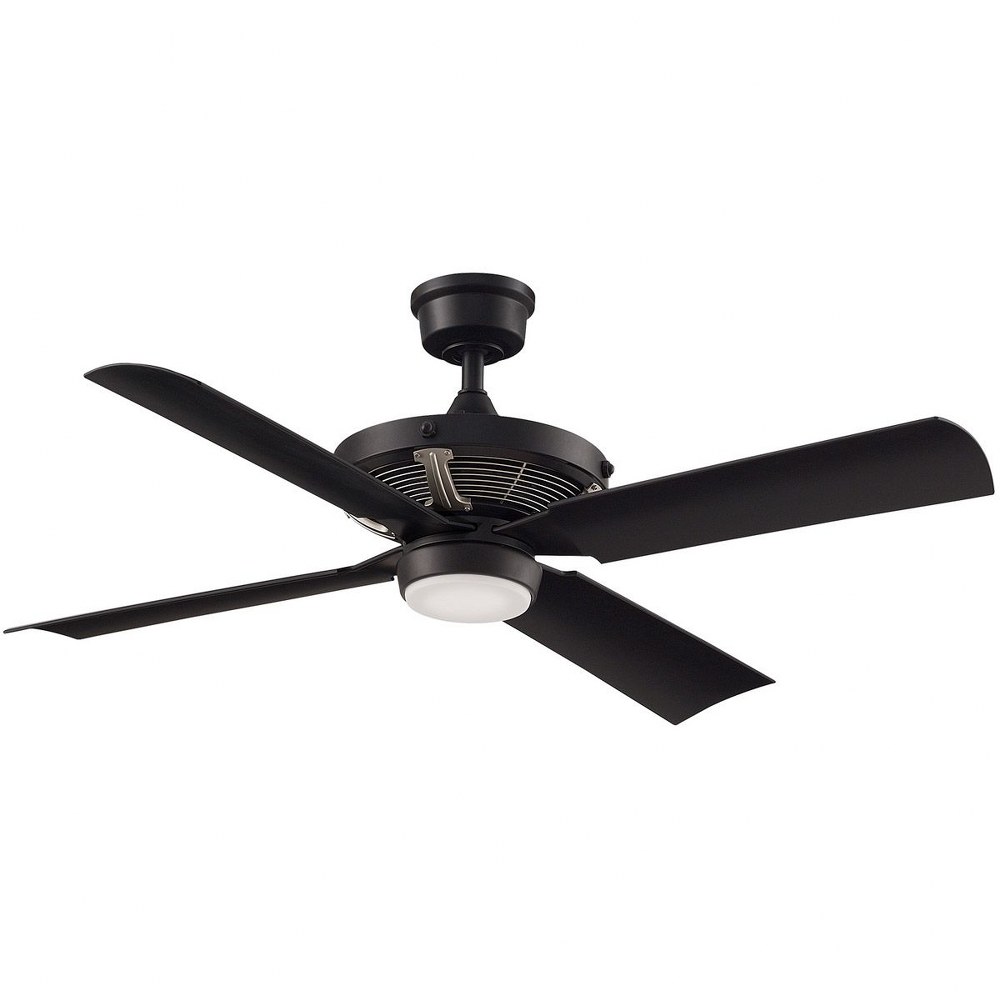 Fanimation Fans-FP7996BLBNW-Pickett 4 Blade Ceiling Fan with Wall Control and Includes Light Kit - 52 Inches Wide by 15.06 Inches High Black/Brushed Nickel  Black/Brushed Steel Finish with Black Blade