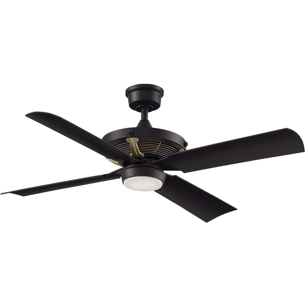 Fanimation Fans-FP7996BLBSW-Pickett 4 Blade Ceiling Fan with Wall Control and Includes Light Kit - 52 Inches Wide by 15.06 Inches High Black/Brushed Steel  Black/Brushed Steel Finish with Black Blade 