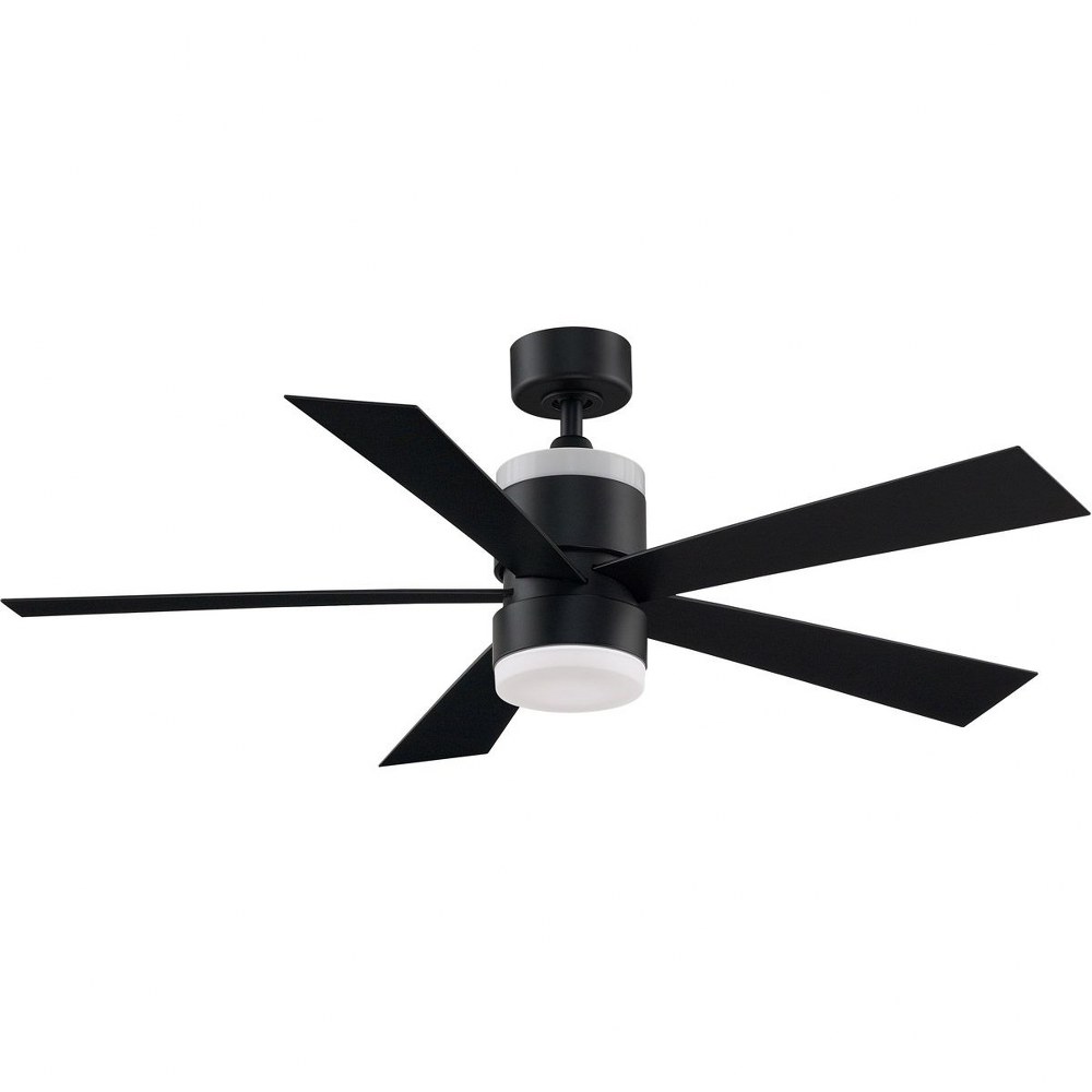 Fanimation Fans-FP8458BL-Torch 5 Blade Ceiling Fan with Handheld Control and Includes Light Kit - 52 Inches Wide by 16.9 Inches High Black  Matte White Finish with Matte White Blade Finish with Opal F