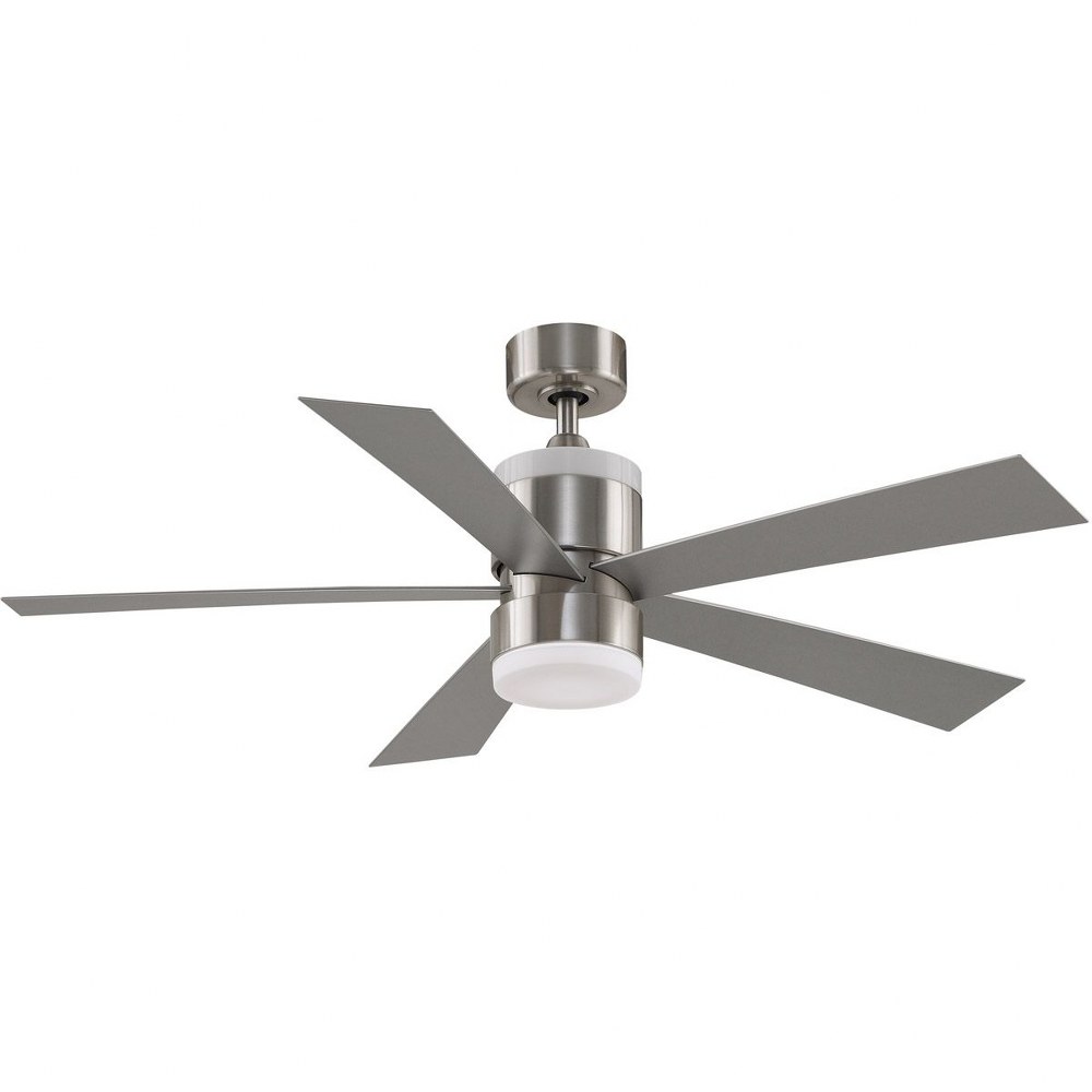 Fanimation Fans-FP8458BN-Torch 5 Blade Ceiling Fan with Handheld Control and Includes Light Kit - 52 Inches Wide by 16.9 Inches High Brushed Nickel  Matte White Finish with Matte White Blade Finish wi