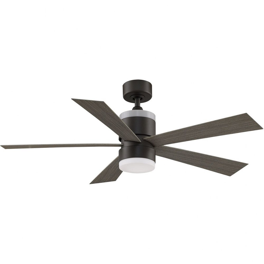 Fanimation Fans-FP8458GR-Torch 5 Blade Ceiling Fan with Handheld Control and Includes Light Kit - 52 Inches Wide by 16.9 Inches High Matte Greige  Matte White Finish with Matte White Blade Finish with