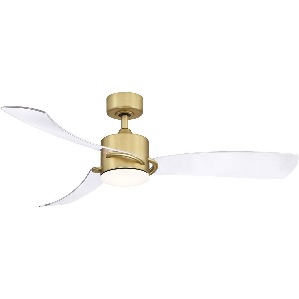 Fanimation Fans-FP8511BS-SculptAire 3 Blade Ceiling Fan with Handheld Control and Includes Light Kit - 52 Inches Wide by 13.88 Inches High Brushed Satin Brass  Black Finish with Clear Blade Finish wit