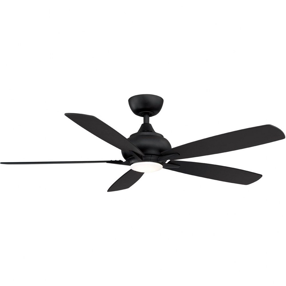 Fanimation Fans-FP8533BL-Doren 5 Blade Ceiling Fan with Handheld Control and Includes Light Kit - 52 Inches Wide by 13.65 Inches High Black  Matte Greige Finish with Weathered Wood Blade Finish with O