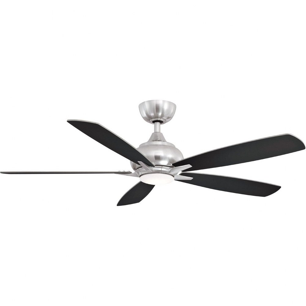 Fanimation Fans-FP8533BN-Doren 5 Blade Ceiling Fan with Handheld Control and Includes Light Kit - 52 Inches Wide by 13.65 Inches High Brushed Nickel  Matte Greige Finish with Weathered Wood Blade Fini