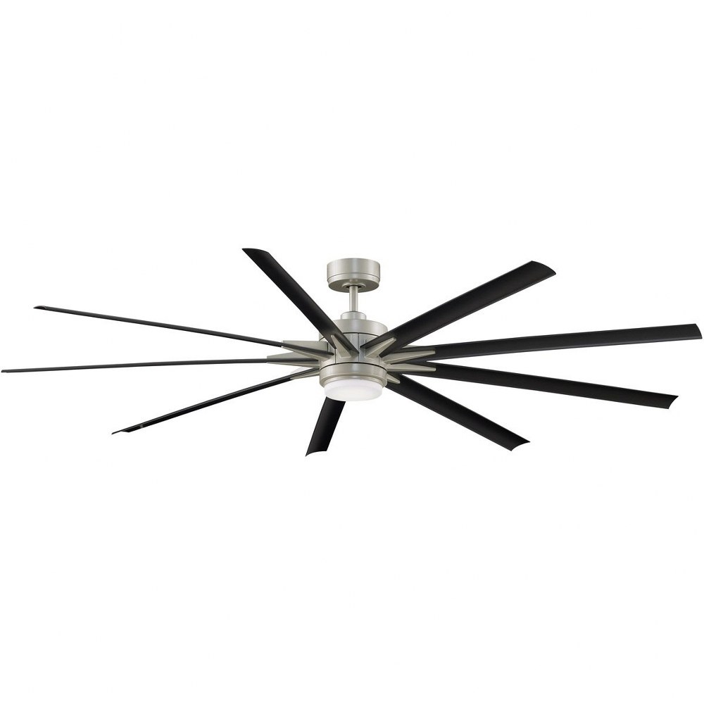 Fanimation Fans-FPD8159BNWBL-Odyn 84 9 Blade Ceiling Fan with Handheld Control and Includes Light Kit - 84 Inches Wide by 16.64 Inches High Brushed Nickel Black Matte White Finish with Matte White Bla