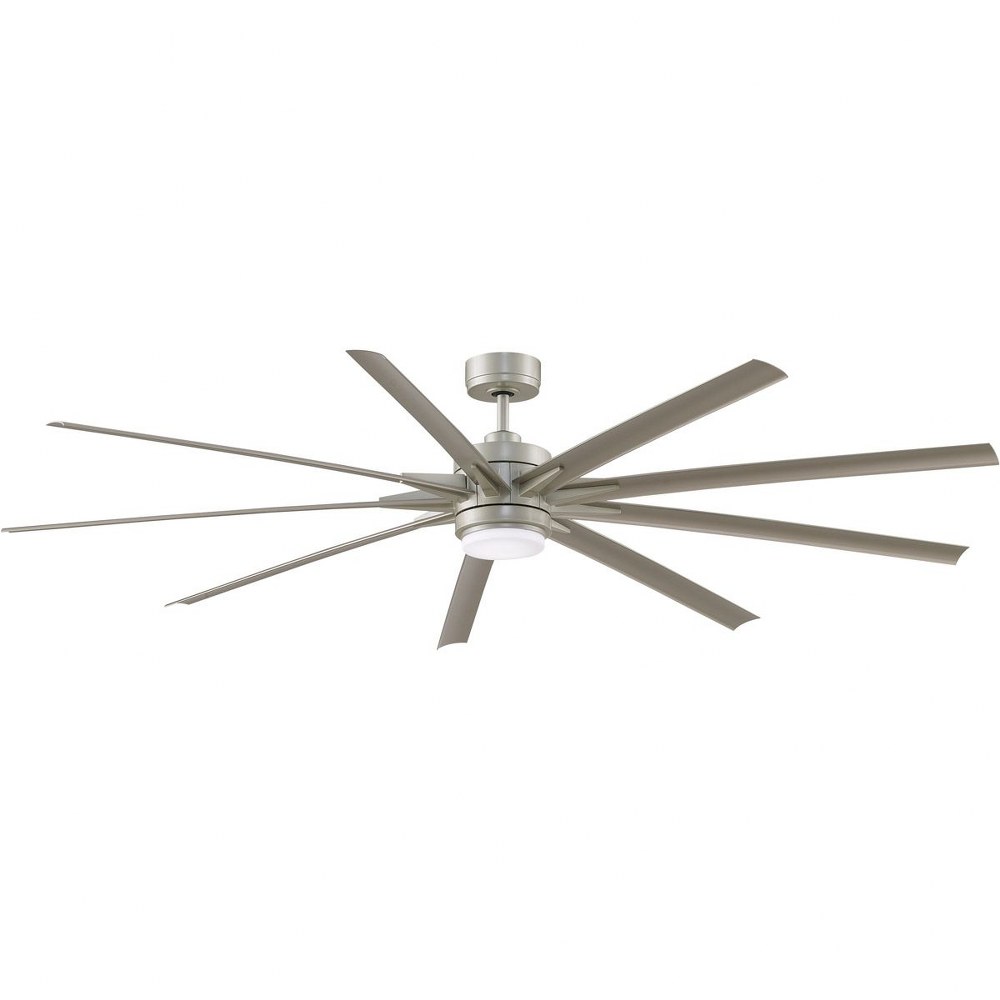 Fanimation Fans-FPD8159BNWBN-Odyn 84 9 Blade Ceiling Fan with Handheld Control and Includes Light Kit - 84 Inches Wide by 16.64 Inches High Brushed Nickel Brushed Nickel Matte White Finish with Matte 