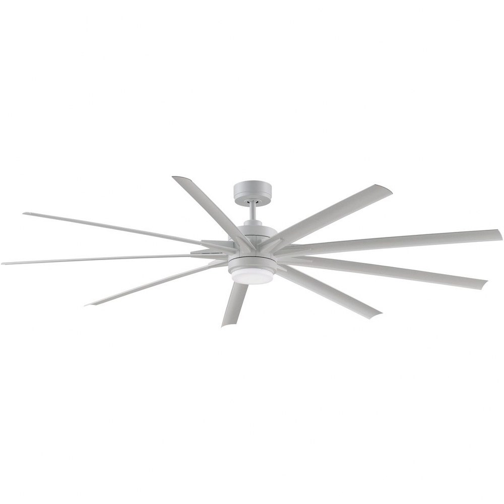 Fanimation Fans-FPD8159MWW-Odyn 84 9 Blade Ceiling Fan with Handheld Control and Includes Light Kit - 84 Inches Wide by 16.64 Inches High Matte White Matte White Matte White Finish with Matte White Bl