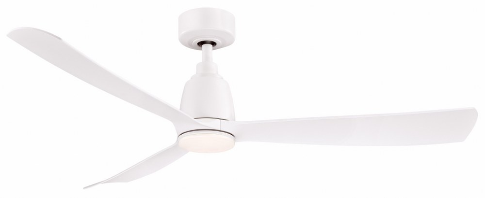 Fanimation Fans-FPD8534MW-Kute 3 Blade Ceiling Fan with Handheld Control - 52 Inches Wide by 13.78 Inches High Matte White  Black Finish with Black Blade Finish