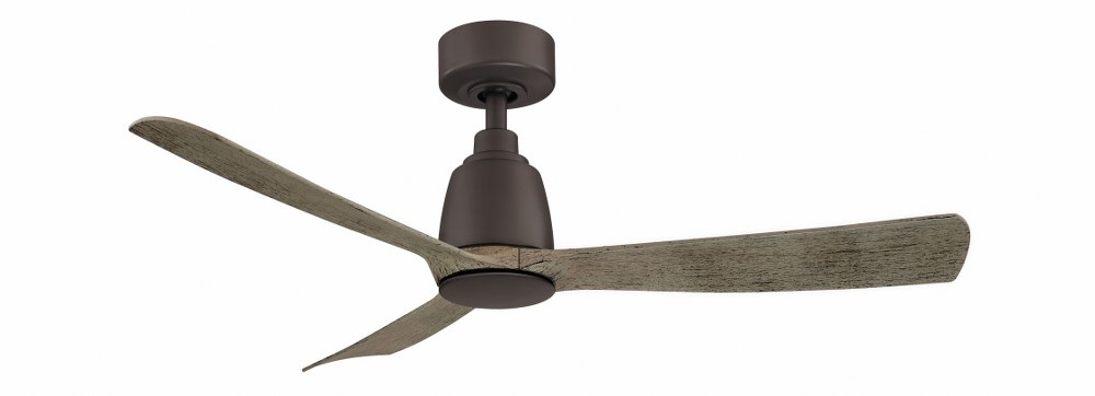 Fanimation Fans-FPD8547GR-Kute 3 Blade Ceiling Fan with Handheld Control - 44 Inches Wide by 13.78 Inches High Matte Greige  Black Finish with Black Blade Finish