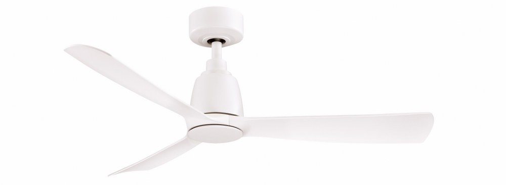 Fanimation Fans-FPD8547MW-Kute 3 Blade Ceiling Fan with Handheld Control - 44 Inches Wide by 13.78 Inches High Matte White  Black Finish with Black Blade Finish