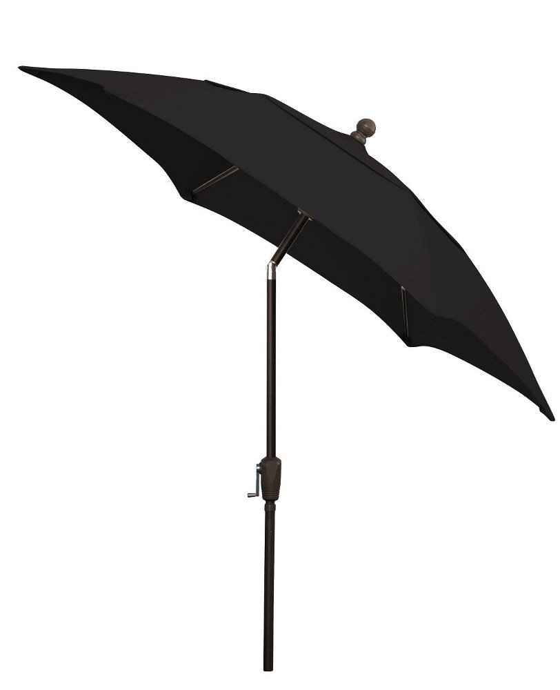 Fiberbuilt Umbrellas-7HCRCB-T-Black-7.5 Foot Hexagon 6 Rib Crank Patio Tilt Umbrella Spun Poly Black Spun Poly Fabric