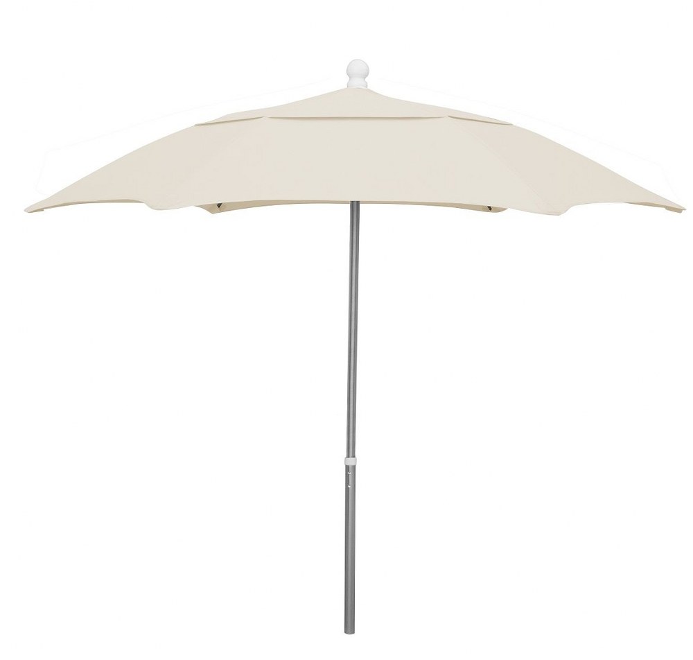 Fiberbuilt Umbrellas-7HPUCB-Beige-7.5 Foot Hexagon 6 Rib Push Up Patio Umbrella Spun Poly Beige Spun Poly Fabric