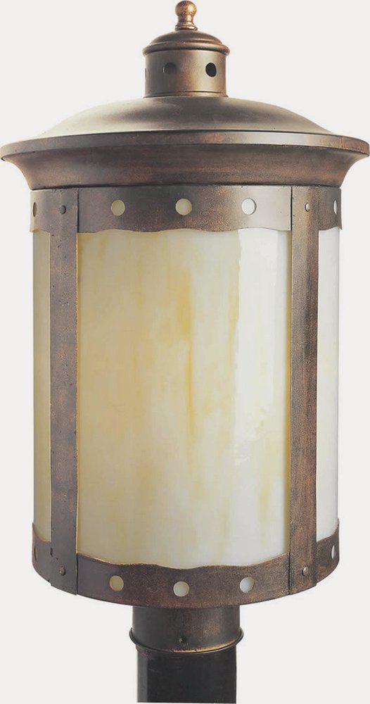 Forte Lighting-10034-01-41-Rancho - 1 Light Outdoor Post Lantern-19 Inches Tall and 10.5 Inches Wide   Rustic Sienna Finish with Honey Glass