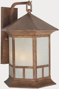 Forte Lighting-1038-03-41-Three Light Outdoor Lantern   Rustic Sienna Finish Umber Linen  Glass