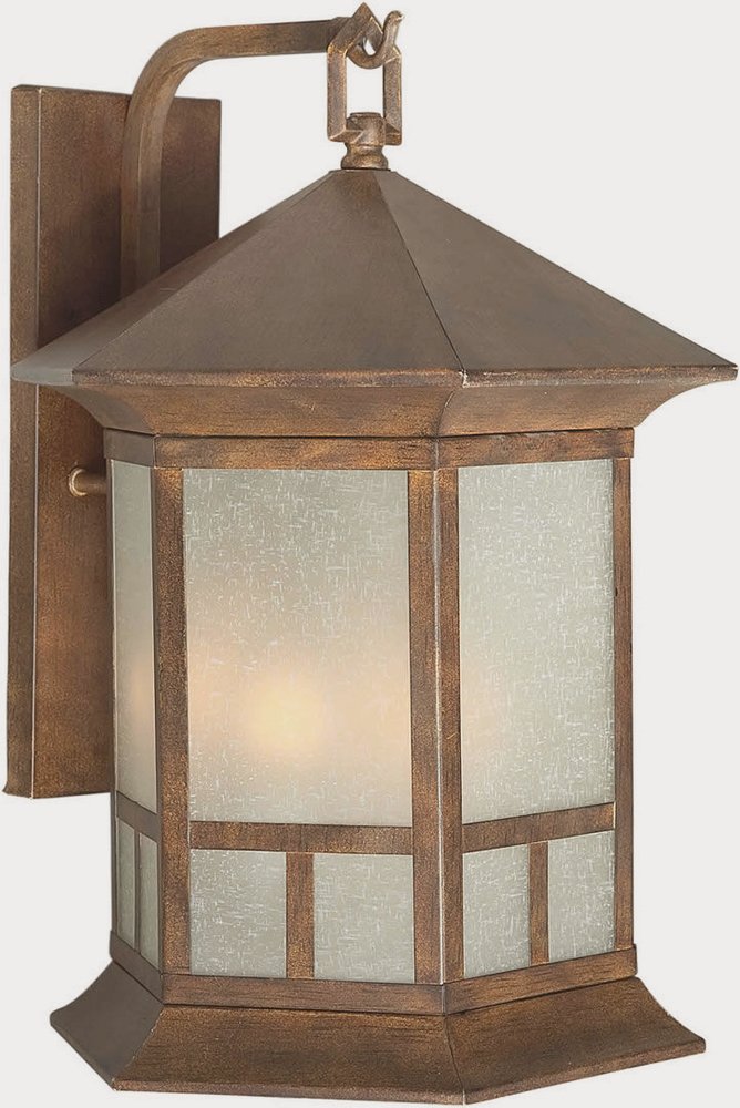 Forte Lighting-1038-04-41-Bon - 4 Light Outdoor Wall Lantern-17.5 Inches Tall and 12.5 Inches Wide   Rustic Sienna Finish with Umber Linen Glass
