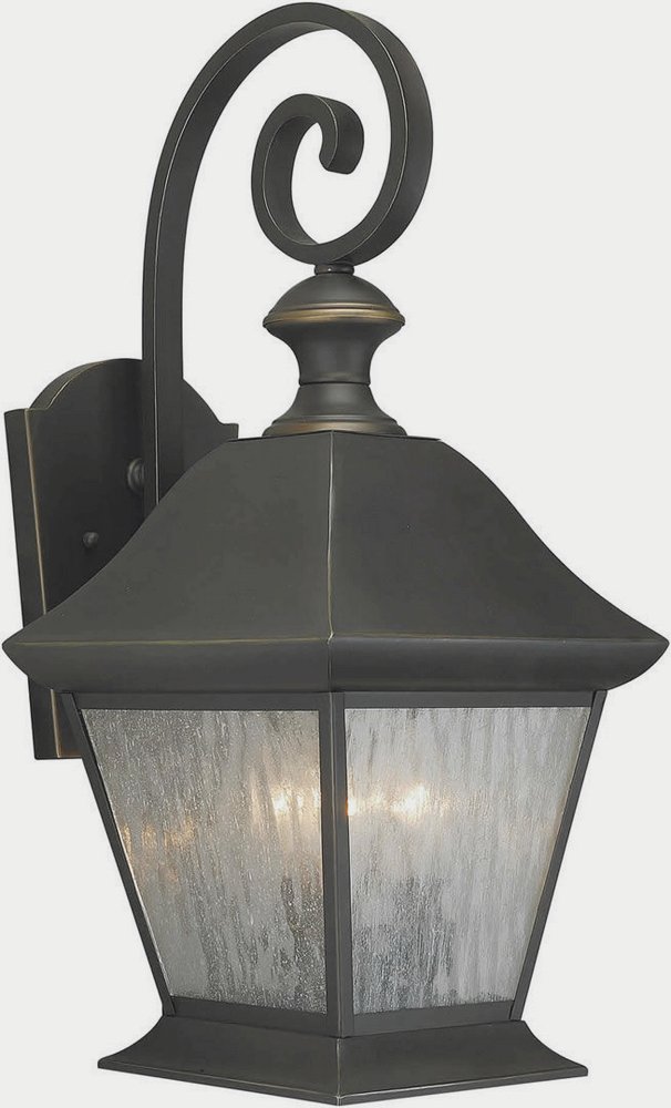Forte Lighting-1046-03-14-Turner - 3 Light Outdoor Wall Lantern-20.25 Inches Tall and 9 Inches Wide   Royal Bronze Finish with Clear Seeded Glass
