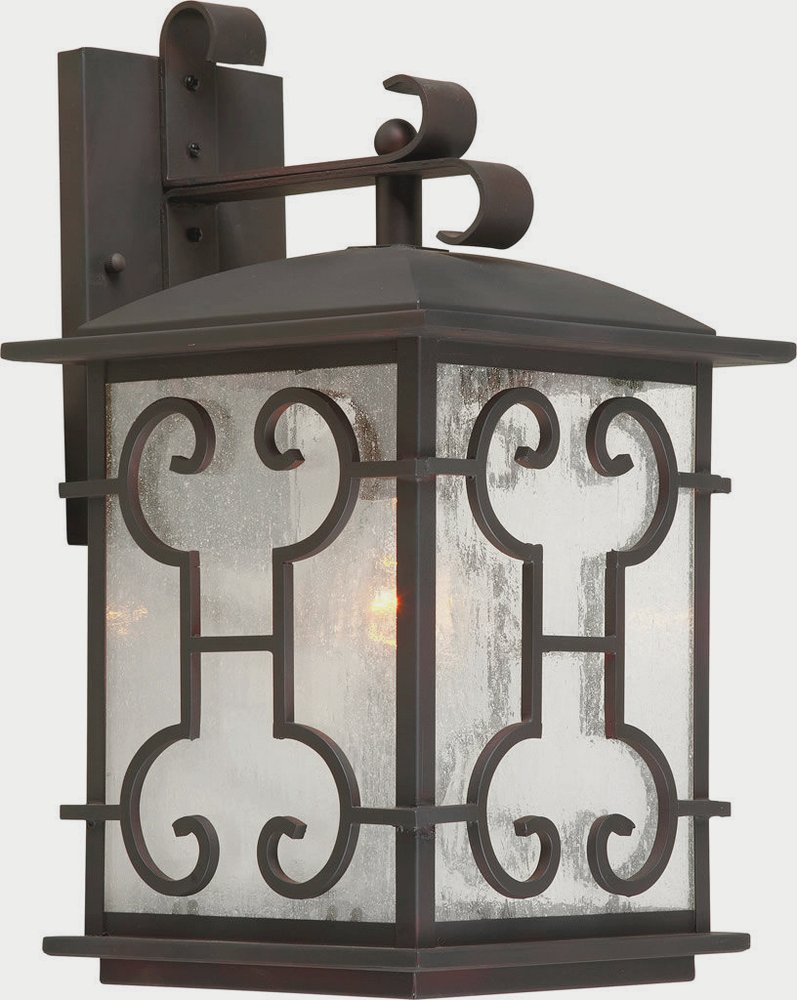 Forte Lighting-1136-01-32-Rosa - 1 Light Outdoor Wall Lantern-16 Inches Tall and 9 Inches Wide   Antique Bronze Finish with Clear Seeded Glass