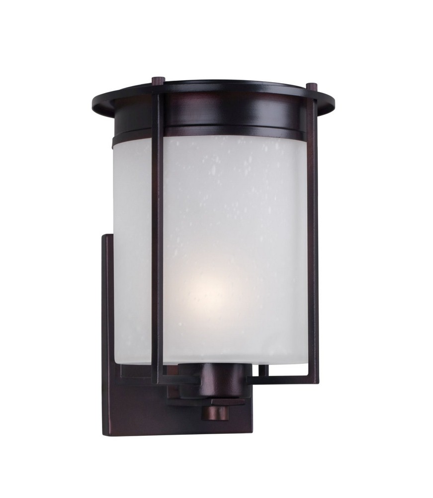 Forte Lighting-1146-01-32-Jax - 1 Light Outdoor Wall Lantern-9.75 Inches Tall and 7 Inches Wide   Antique Bronze Finish with Frosted Seeded Glass