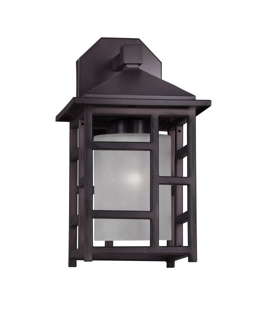 Forte Lighting-1148-01-32-Kai - 1 Light Outdoor Wall Lantern-12.25 Inches Tall and 6.75 Inches Wide   Antique Bronze Finish with Frosted Seeded Glass