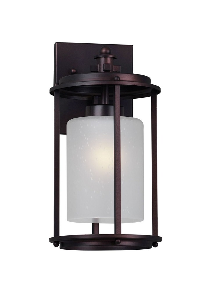 Forte Lighting-1152-01-32-Harper - 1 Light Outdoor Wall Lantern-12.5 Inches Tall and 6.5 Inches Wide   Antique Bronze Finish with Frosted Seeded Glass