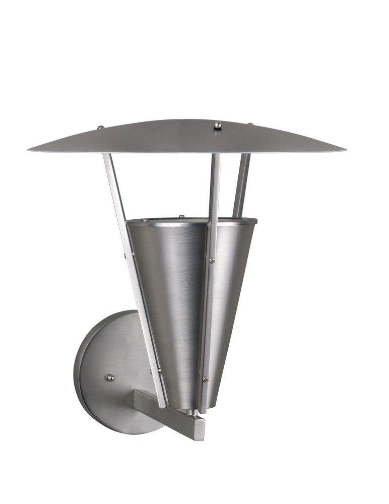 Forte Lighting-1160-01-55-Pylon - 1 Light Outdoor Wall Lantern-15.25 Inches Tall and 14 Inches Wide   Brushed Nickel Finish