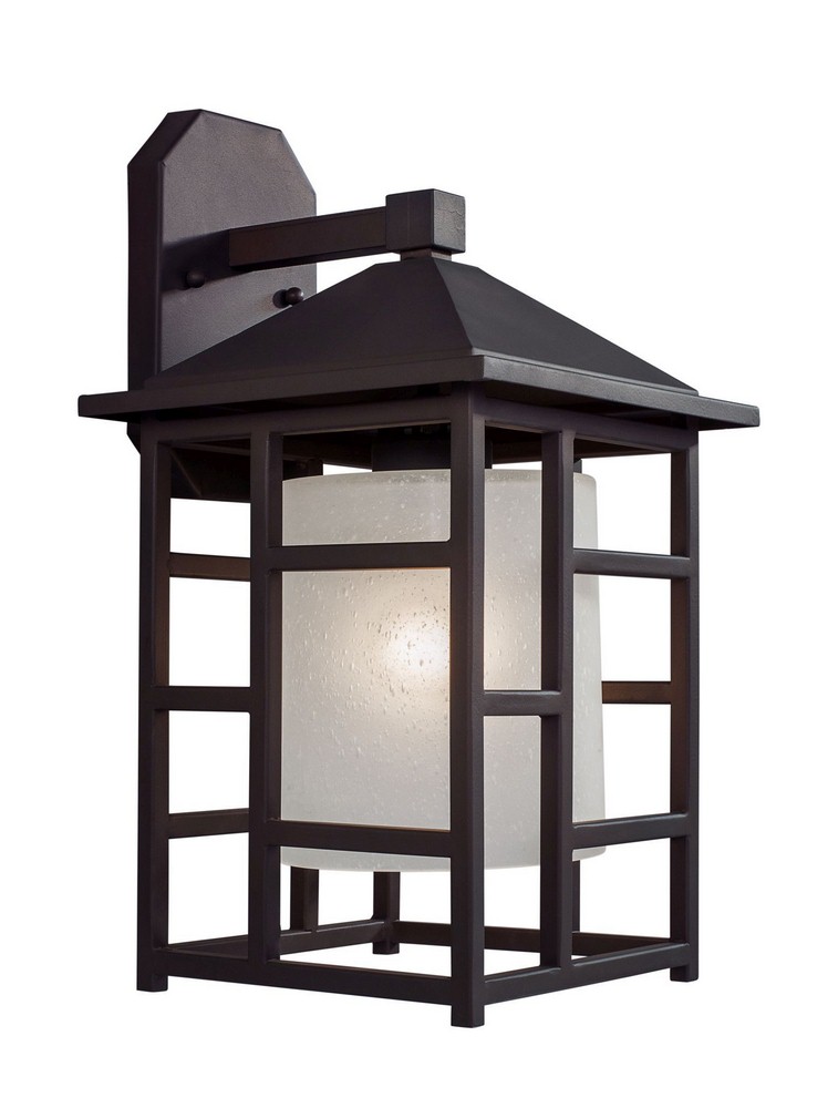 Forte Lighting-1248-01-32-Kai - 1 Light Outdoor Wall Lantern-15 Inches Tall and 8.5 Inches Wide   Antique Bronze Finish with Frosted Seeded Glass