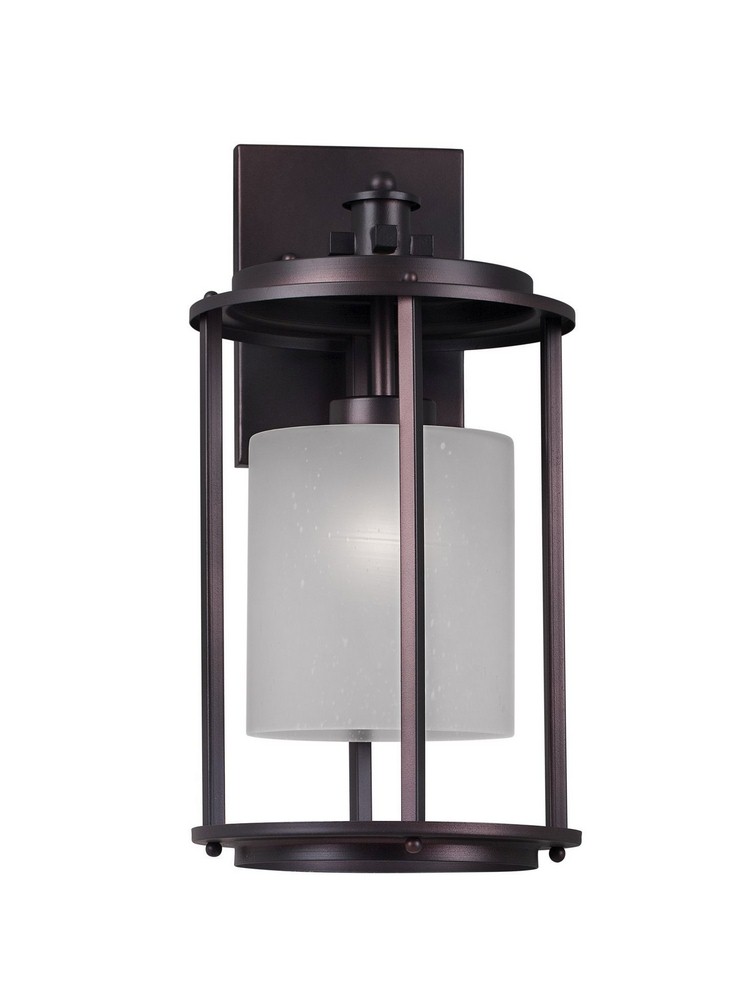 Forte Lighting-1252-01-32-Harper - 1 Light Outdoor Wall Lantern-16 Inches Tall and 8.25 Inches Wide   Antique Bronze Finish with Frosted Seeded Glass