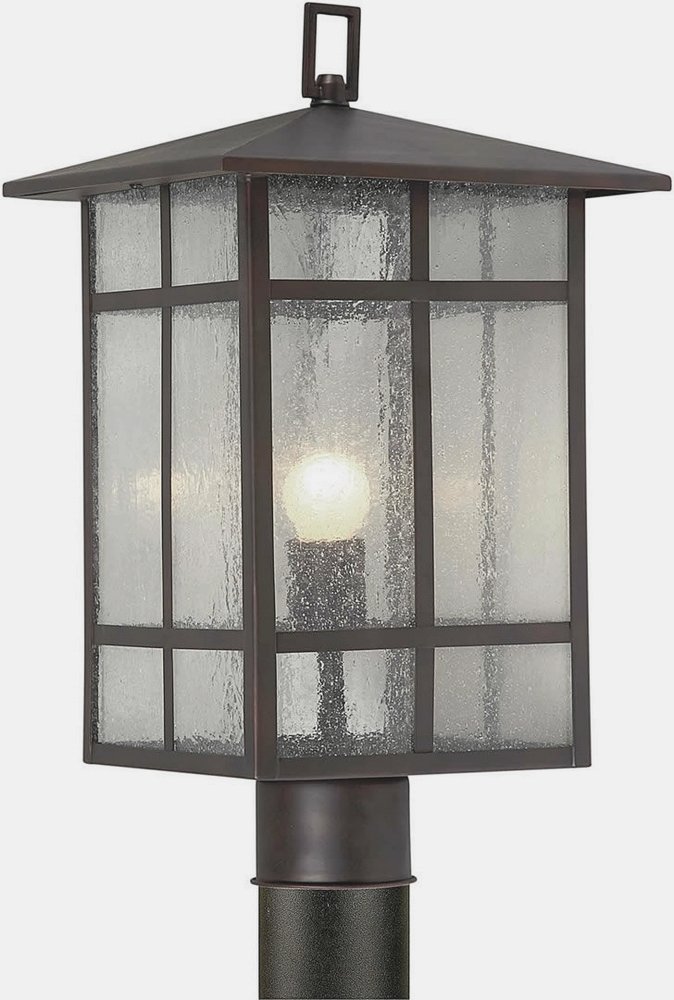 Forte Lighting-1319-01-32-Latti - 1 Light Outdoor Post Lantern-18 Inches Tall and 10 Inches Wide   Antique Bronze Finish with Clear Seeded Glass