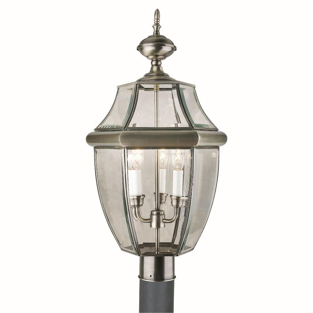 Forte Lighting 1604 03 34 Three Light Antique Pewter Outdoor Post Light Antique Pewter Outdoor Post Tap To Expand