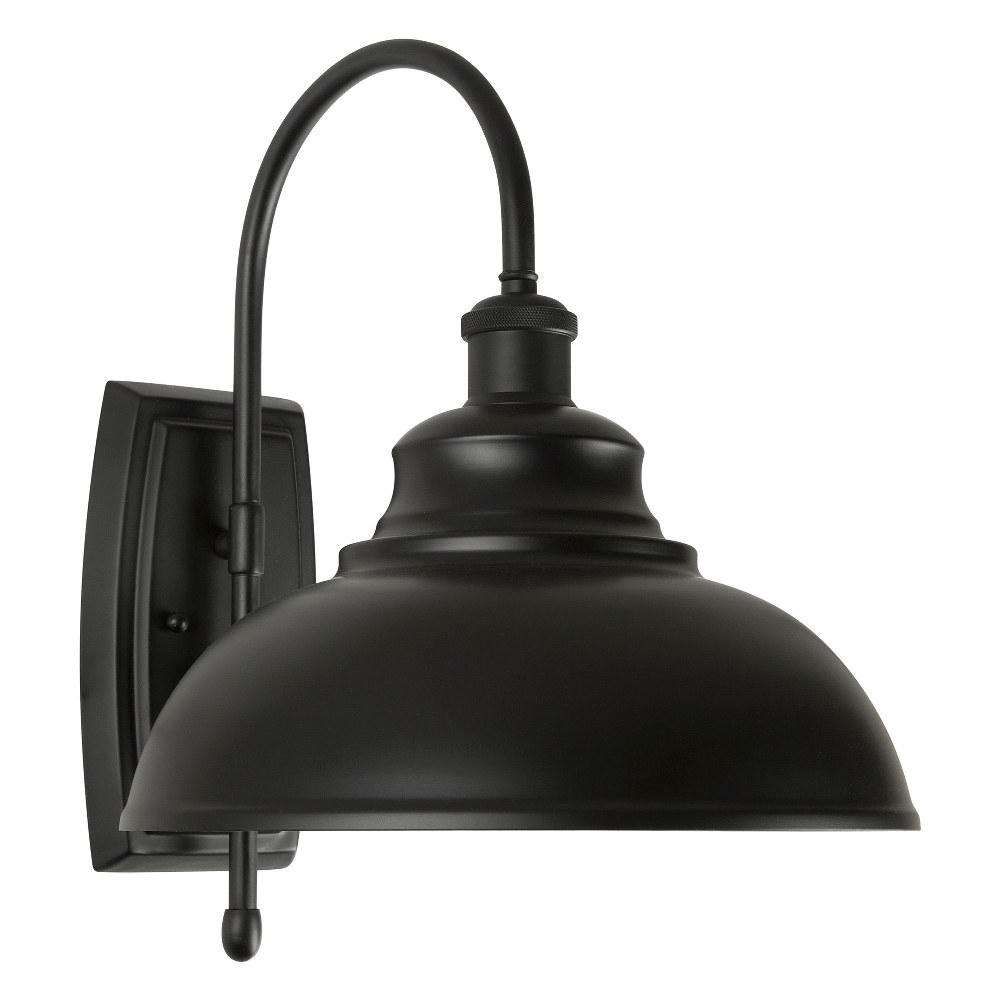 Forte Lighting-1690-01-04-Walton - 1 Light Outdoor Wall Lantern-15 Inches Tall and 11.75 Inches Wide   Black Finish with Metal Shade