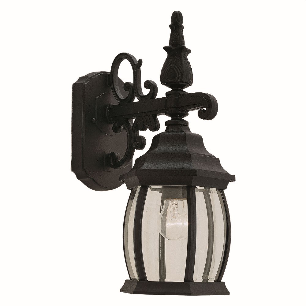 Forte Lighting-1700-01-04-Bolton - 1 Light Outdoor Wall Lantern-16 Inches Tall and 6.5 Inches Wide   Black Finish with Clear Beveled Glass