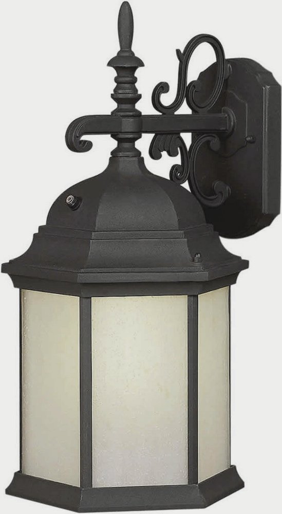 Forte Lighting-17009-01-04-Chester - 1 Light Outdoor Wall Lantern-19 Inches Tall and 9.5 Inches Wide   Black Finish with Frosted Seeded Glass