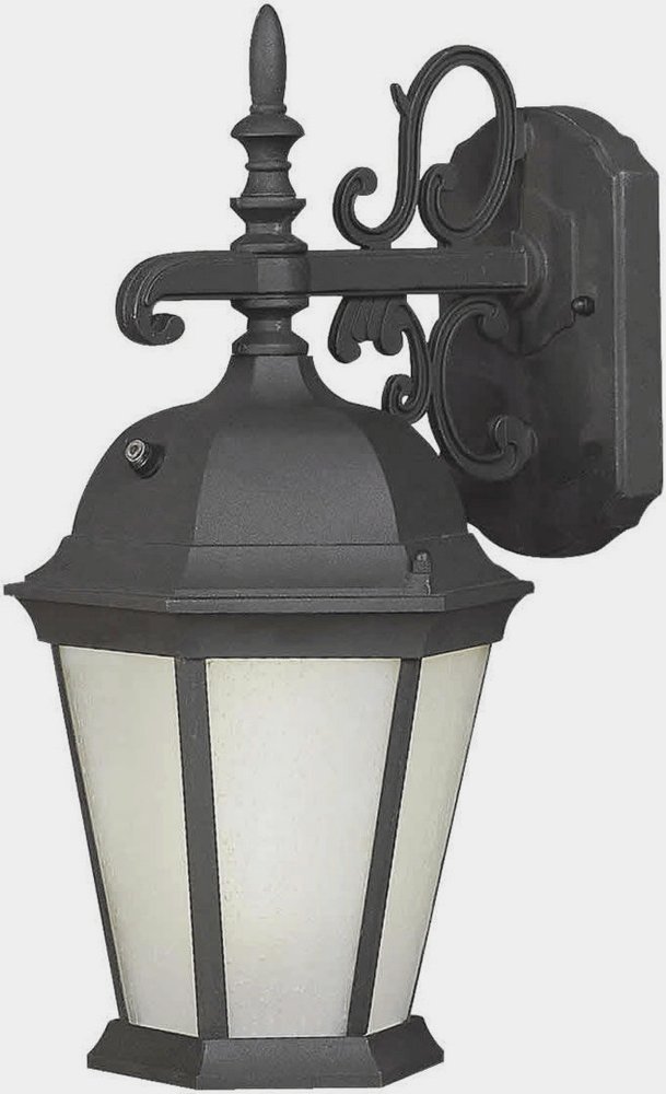 Forte Lighting-17013-01-04-Oliver - 1 Light Outdoor Wall Lantern-18.25 Inches Tall and 9.5 Inches Wide   Black Finish with Frosted Seeded Glass