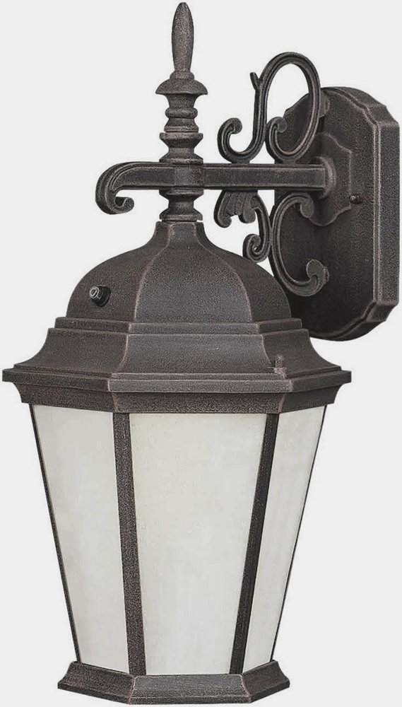 Forte Lighting-17015-01-28-Oliver - 1 Light Outdoor Wall Lantern-16 Inches Tall and 8 Inches Wide   Painted Rust Finish with Frosted Seeded Glass