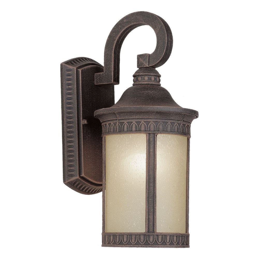 Forte Lighting-17022-01-28-Bourne - 1 Light Outdoor Wall Lantern-16.25 Inches Tall and 7.5 Inches Wide   Painted Rust Finish with Umber Seeded Glass