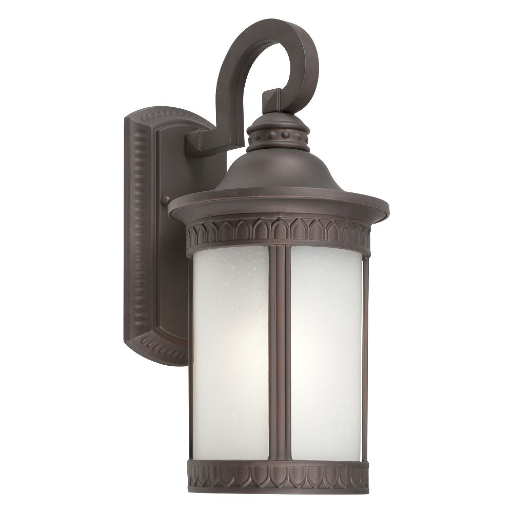 Forte Lighting-17022-01-32-Bourne - 1 Light Outdoor Wall Lantern-16.25 Inches Tall and 7.5 Inches Wide Antique Bronze  Bordeaux Finish with Frosted Seeded Glass