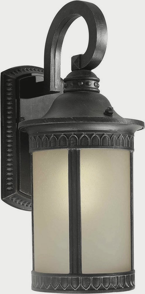 Forte Lighting-17022-01-64-Bourne - 1 Light Outdoor Wall Lantern-16.25 Inches Tall and 7.5 Inches Wide   Bordeaux Finish with Frosted Seeded Glass