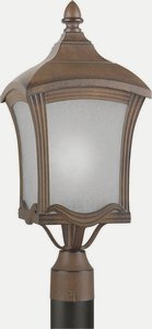 Forte Lighting-17046-01-41-One Light Outdoor Post   Rustic Sienna Finish White Linen  Glass