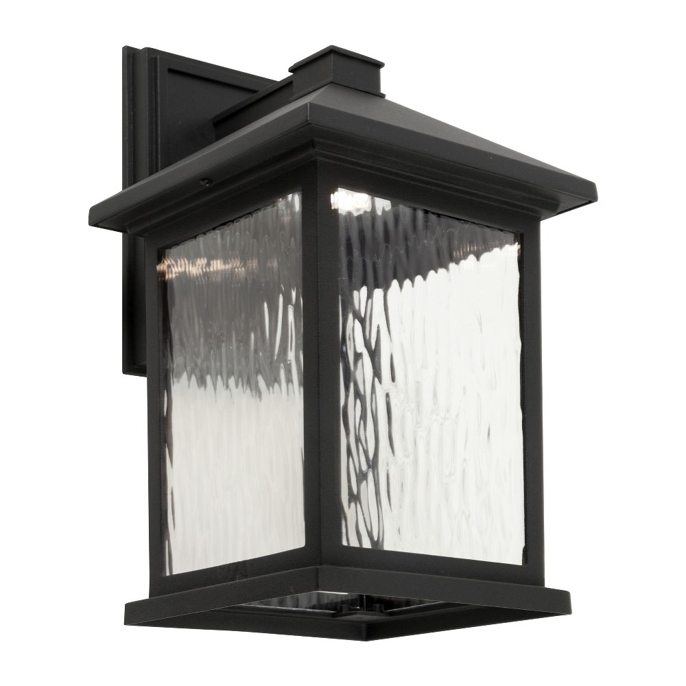 Forte Lighting-17100-04-Cardiff - 11W 1 LED Outdoor Wall Lantern-13.5 Inches Tall and 8 Inches Wide   Black Finish with Clear Water Glass
